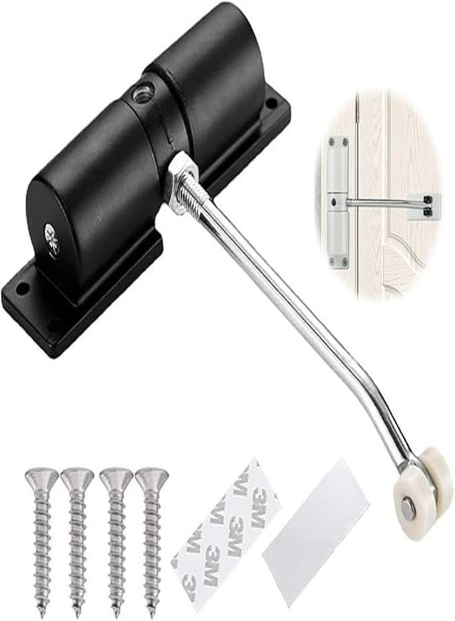 Renva Automatic Door Closer for Home & Garage - Adjustable Self Closing Mechanism with Safety Spring (Black) - Image 1